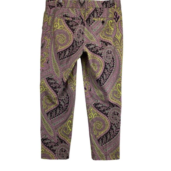 J.Crew Cafe Capri Pants Paisley Print Size 6 Purple & Black Soveriegn - Picture 4 of 8